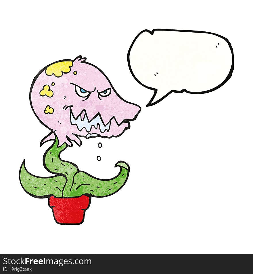 Speech Bubble Textured Cartoon Monster Plant