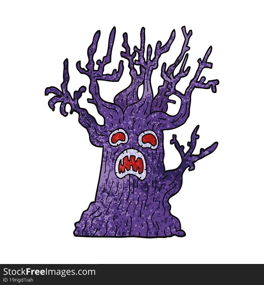 cartoon doodle spooky tree