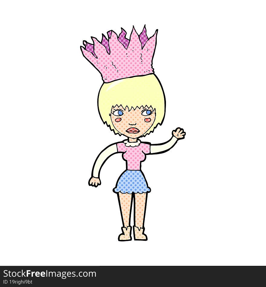 Cartoon Woman Wearing Paper Crown