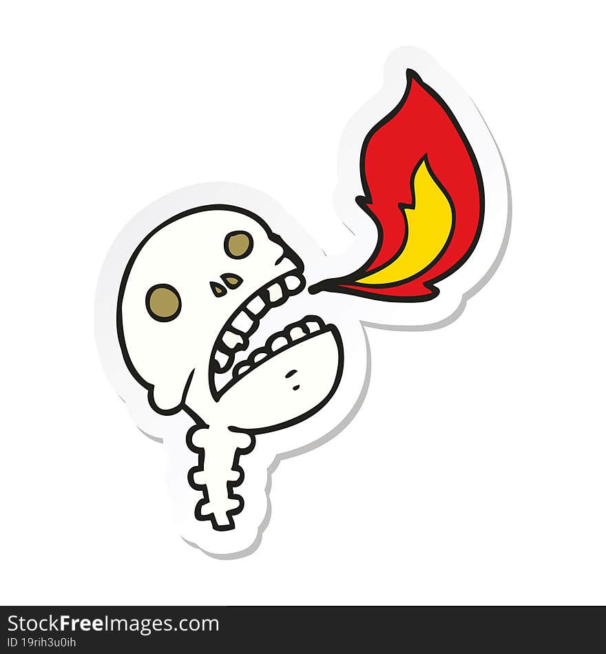 sticker of a cartoon spooky halloween skull