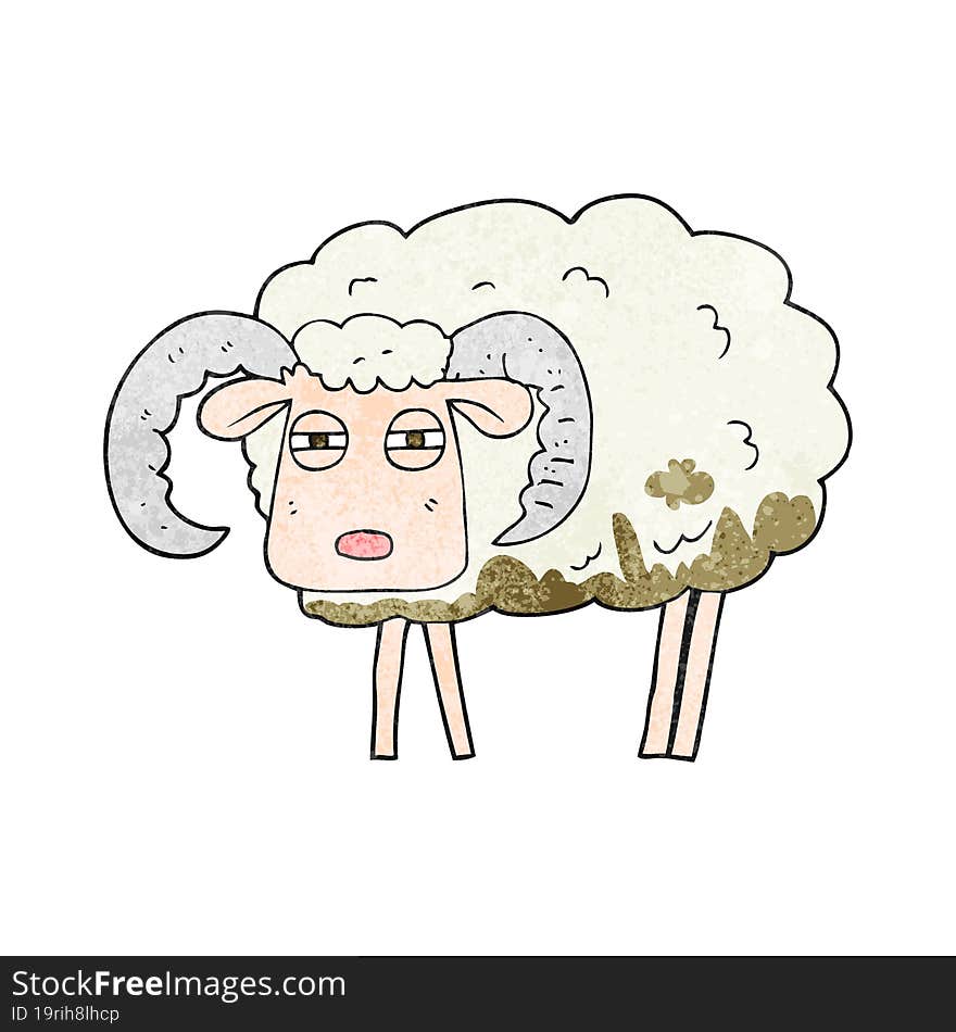 Textured Cartoon Ram Covered In Mud