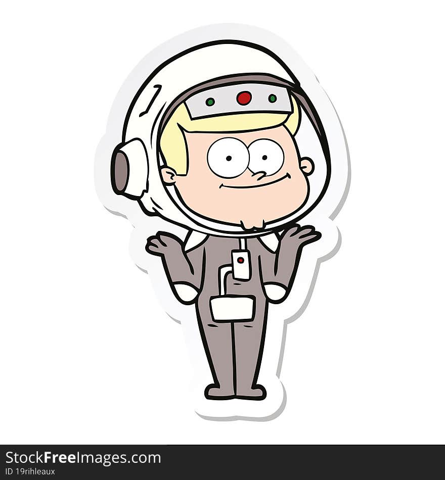 sticker of a happy astronaut cartoon