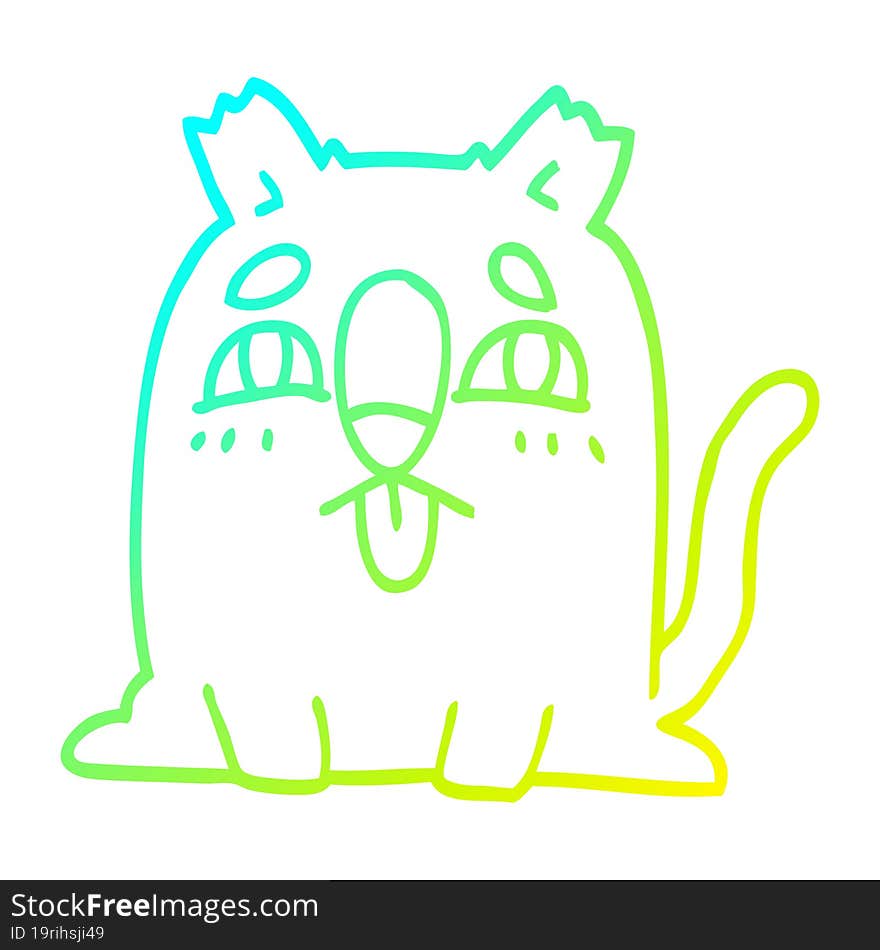 cold gradient line drawing cartoon funny cat