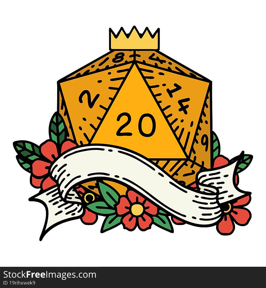 natural twenty D20 dice roll illustration