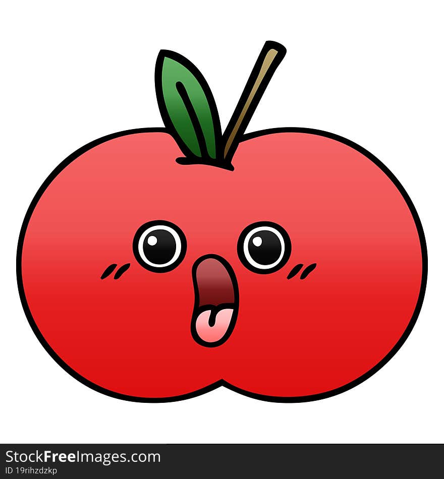 gradient shaded cartoon red apple