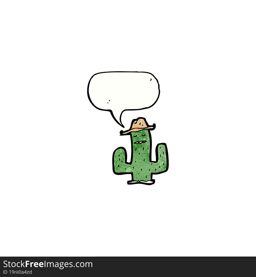 Cartoon Cactus With Speech Bubble