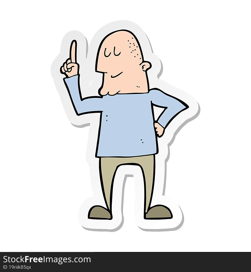 Sticker Of A Cartoon Man Pointing Finger