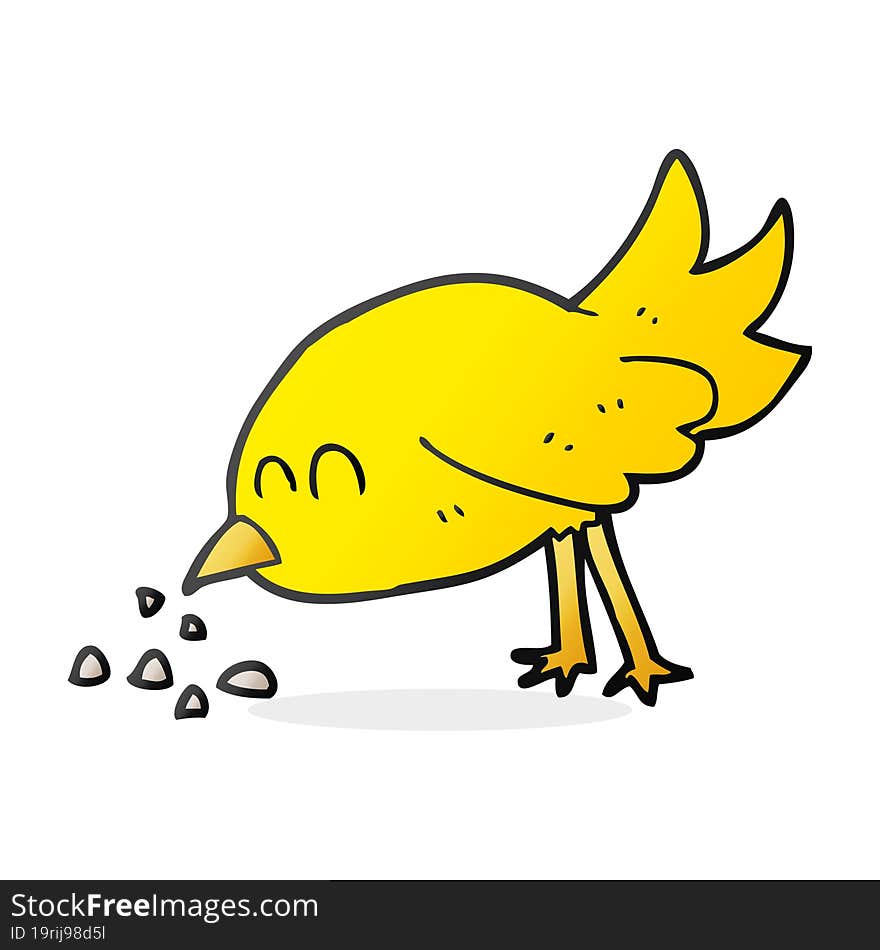 Cartoon Bird Pecking Seeds