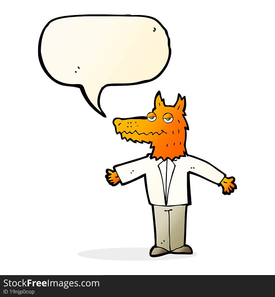 Cartoon Wolf With Speech Bubble