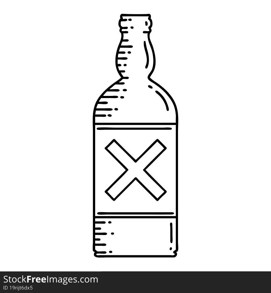 Black Line Tattoo Of A Bottle