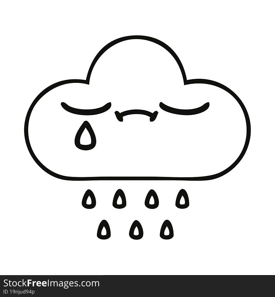 Line Drawing Cartoon Rain Cloud