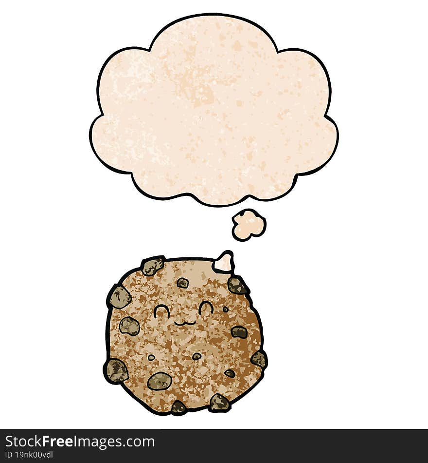 cartoon biscuit and thought bubble in grunge texture pattern style