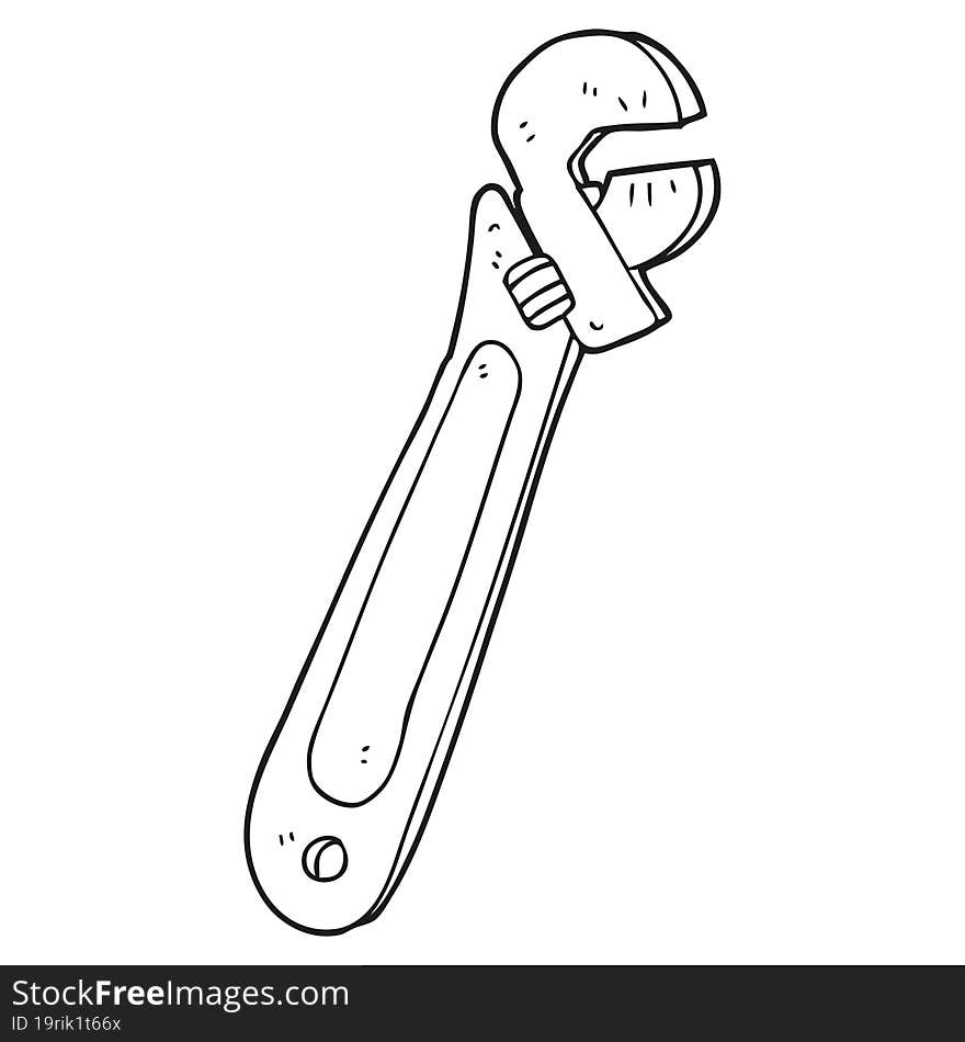 black and white cartoon adjustable spanner