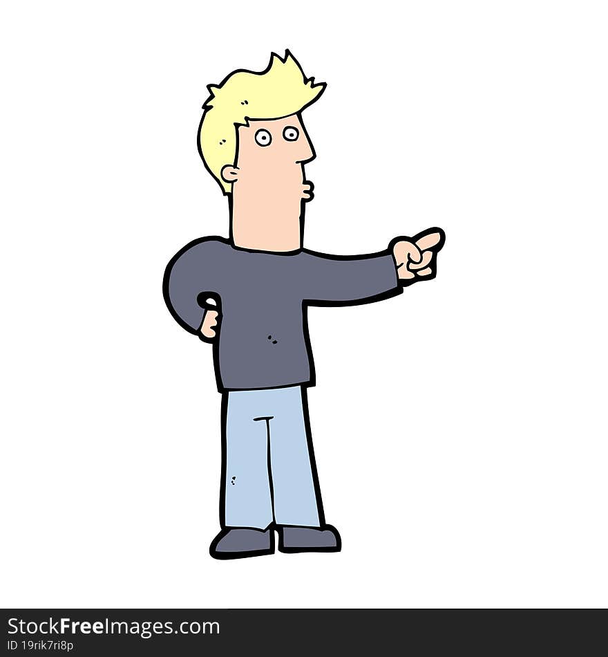 cartoon curious man pointing