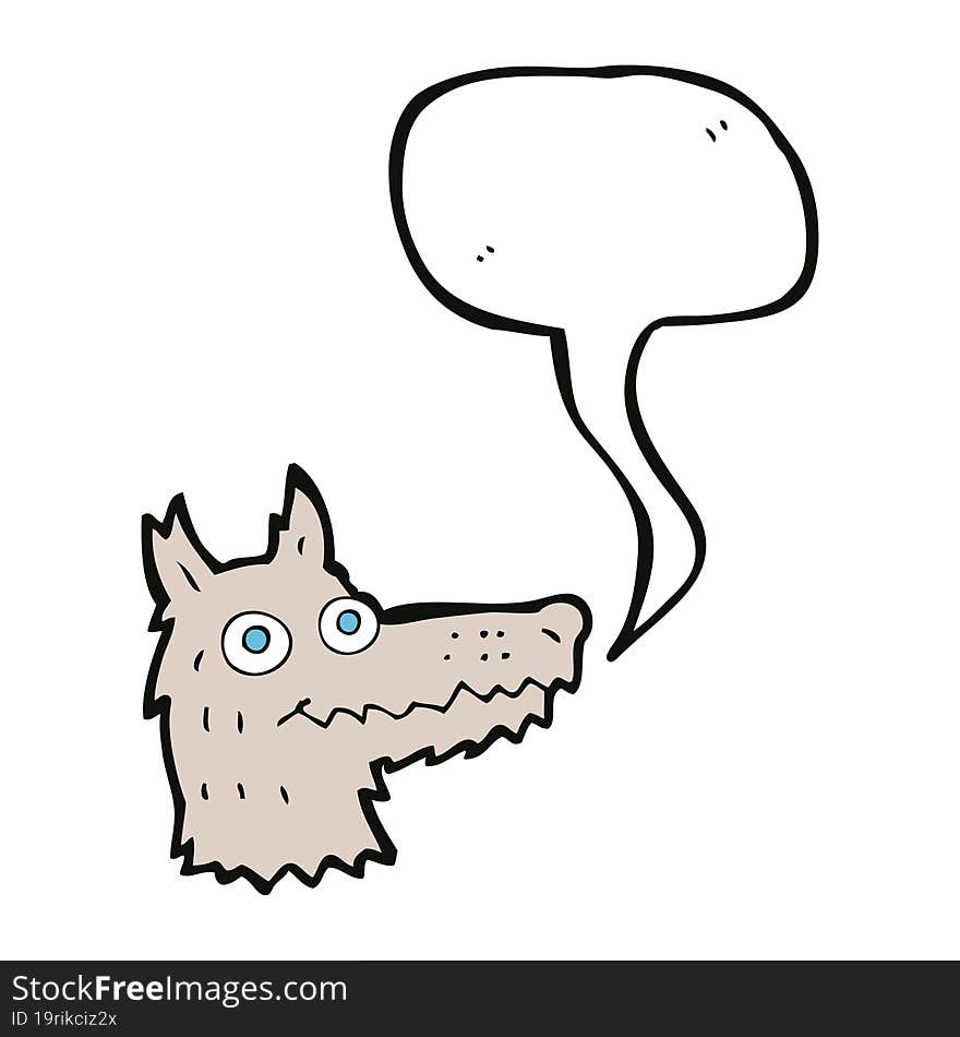 cartoon wolf head with speech bubble