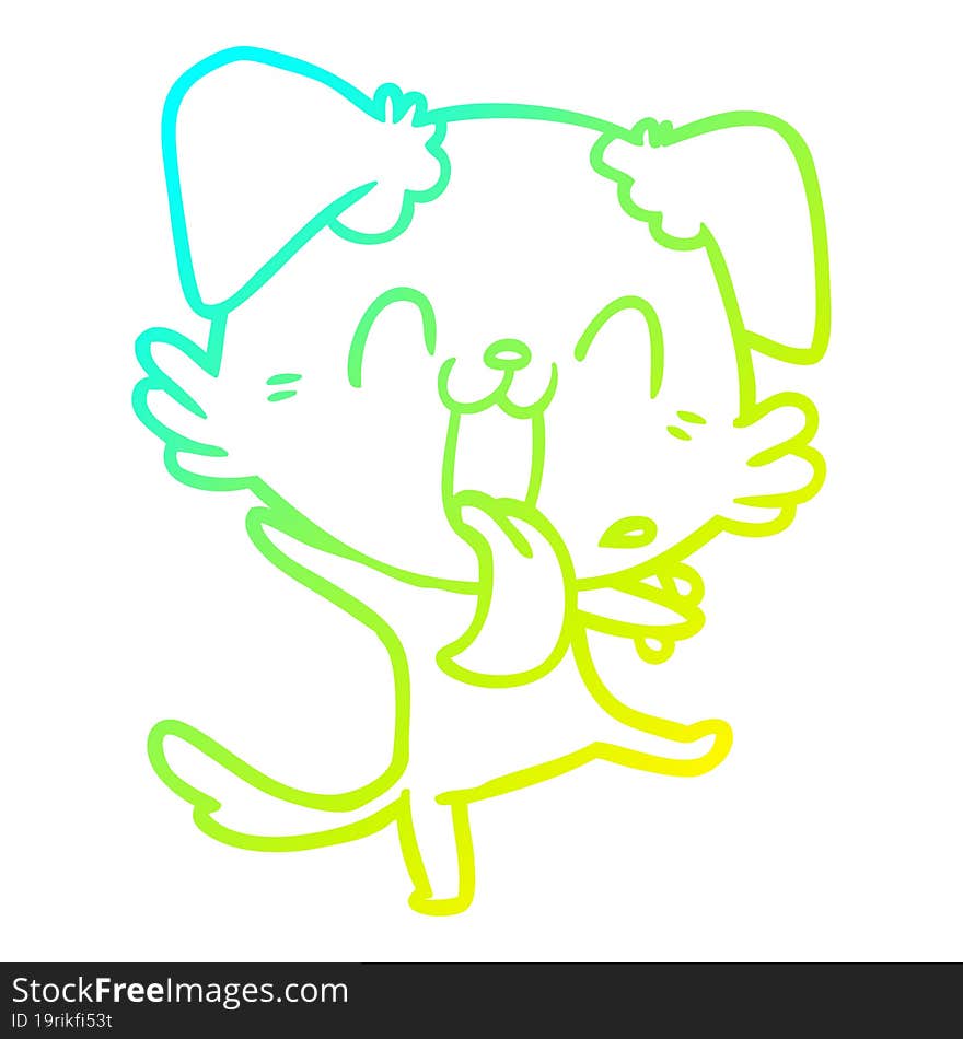 cold gradient line drawing cartoon panting dog