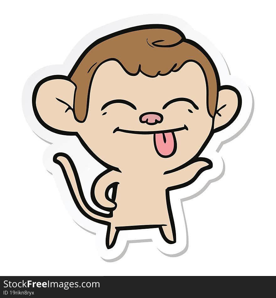 sticker of a funny cartoon monkey