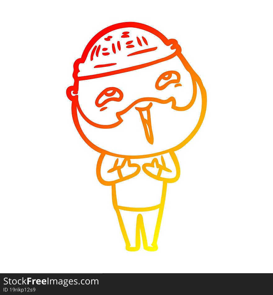 warm gradient line drawing cartoon happy bearded man