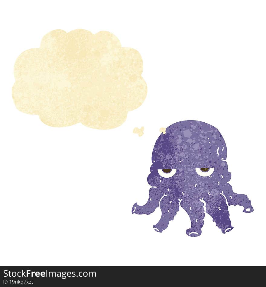 cartoon alien squid face with thought bubble