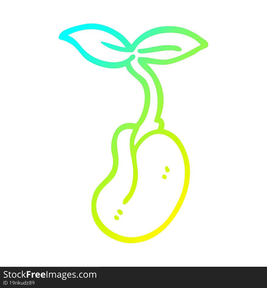 cold gradient line drawing of a cartoon seedling