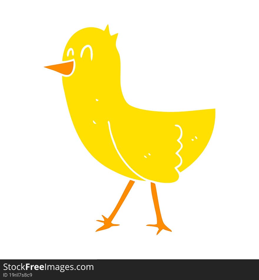 Flat Color Illustration Of A Cartoon Bird