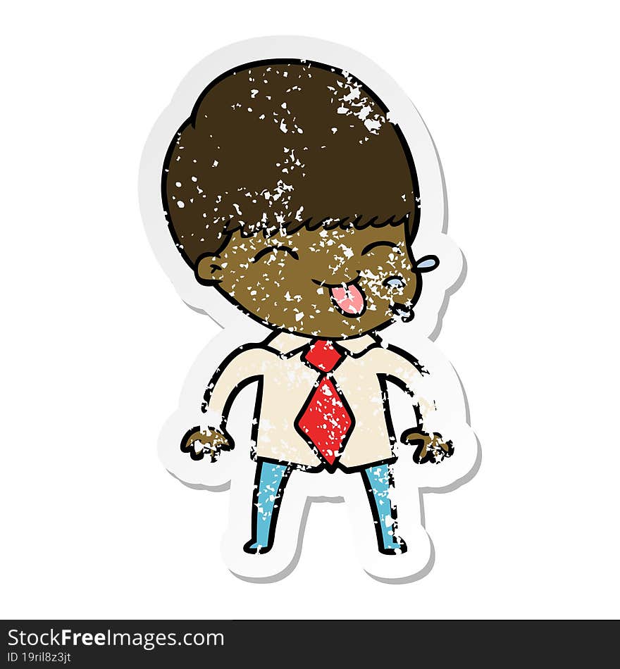 distressed sticker of a cartoon rude man