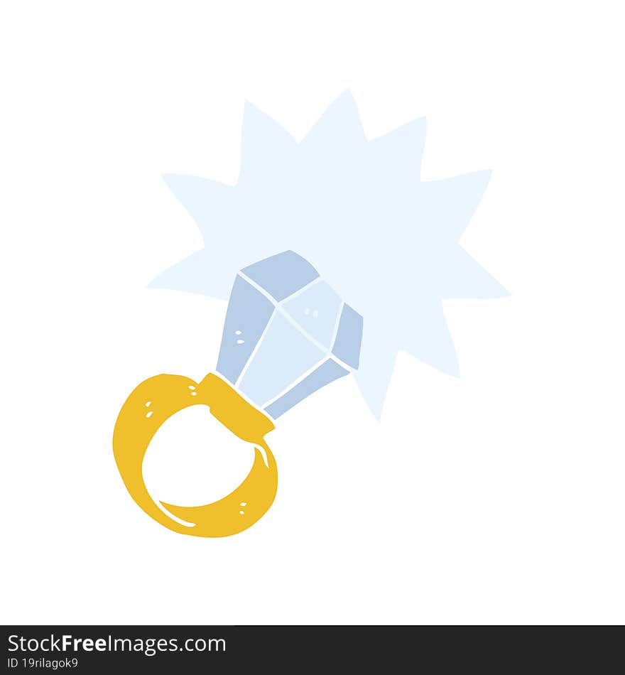 flat color illustration of a cartoon huge engagement ring