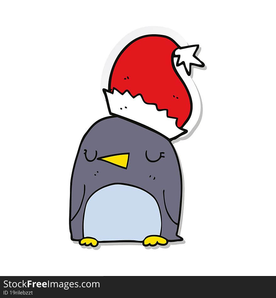 sticker of a cute christmas penguin