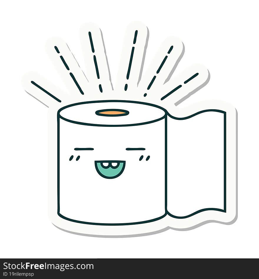 sticker of tattoo style toilet paper character