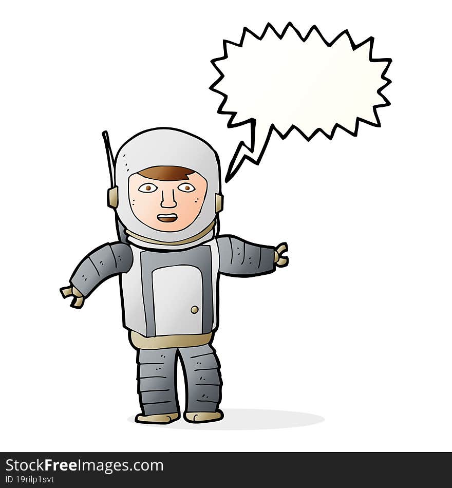 cartoon astronaut with speech bubble