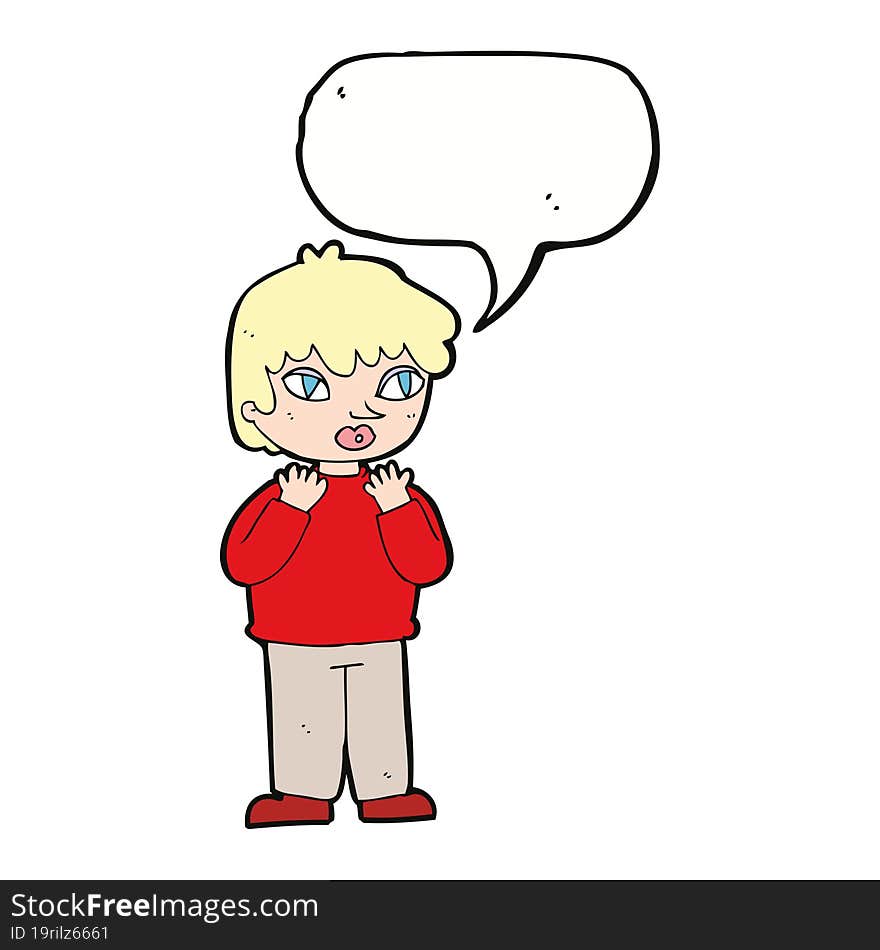 cartoon worried person with speech bubble