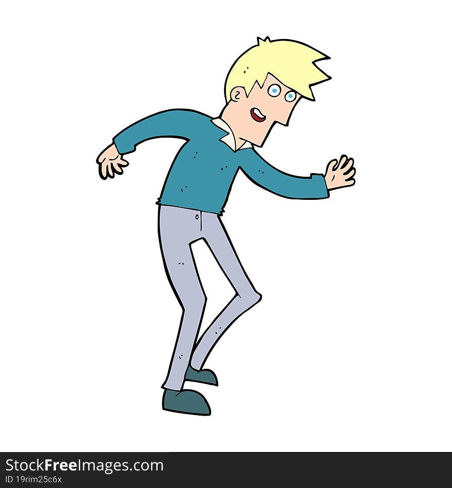 cartoon happy man dancing