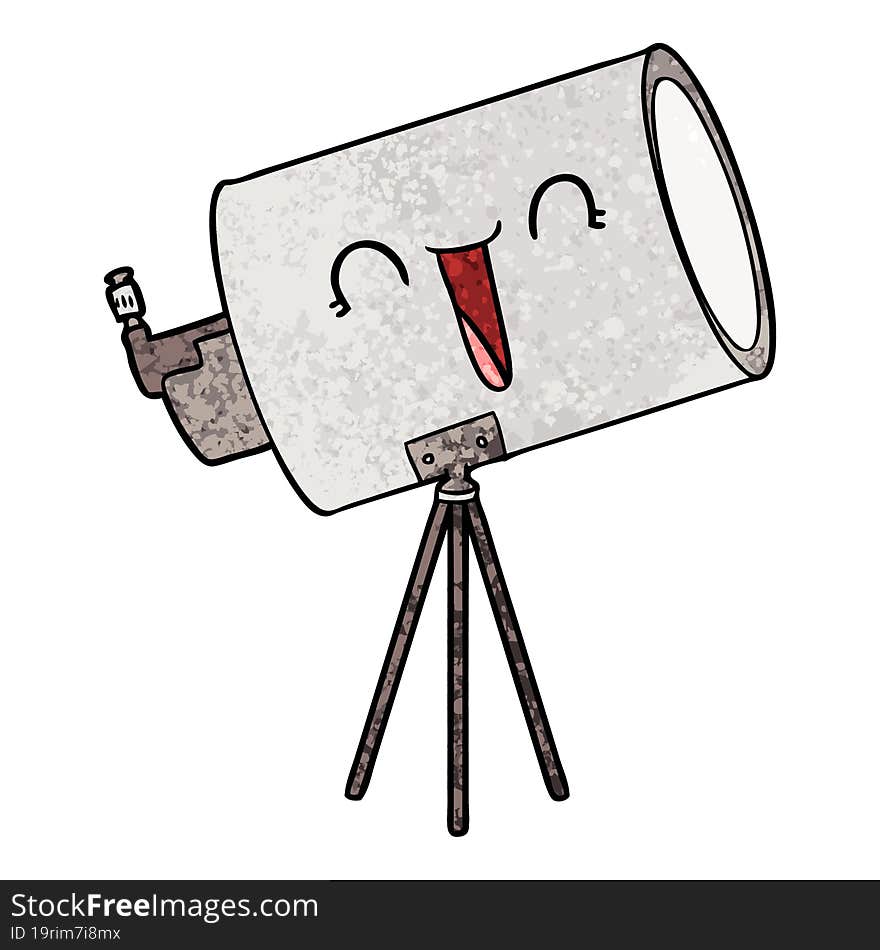 cartoon telescope with face. cartoon telescope with face