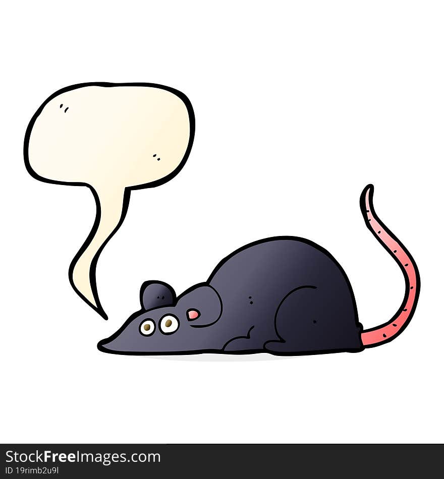 cartoon black rat with speech bubble