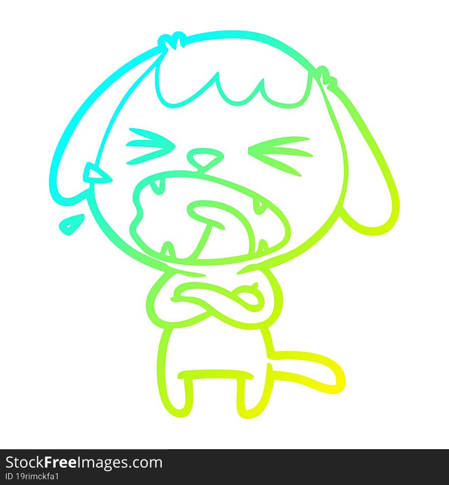 Cold Gradient Line Drawing Cute Cartoon Dog