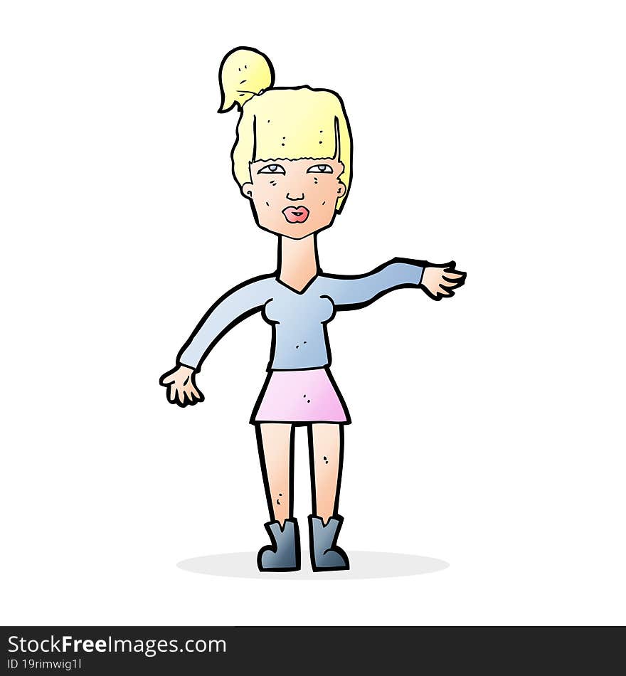 Cartoon Woman Making Dismissive Gesture