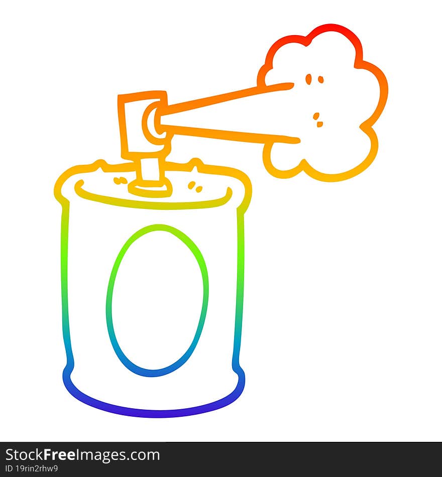 rainbow gradient line drawing cartoon spraypaint can