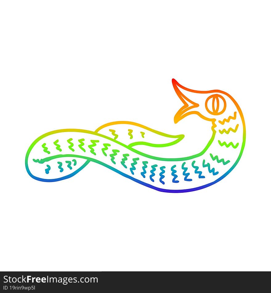 Rainbow Gradient Line Drawing Cartoon Medieval Snake