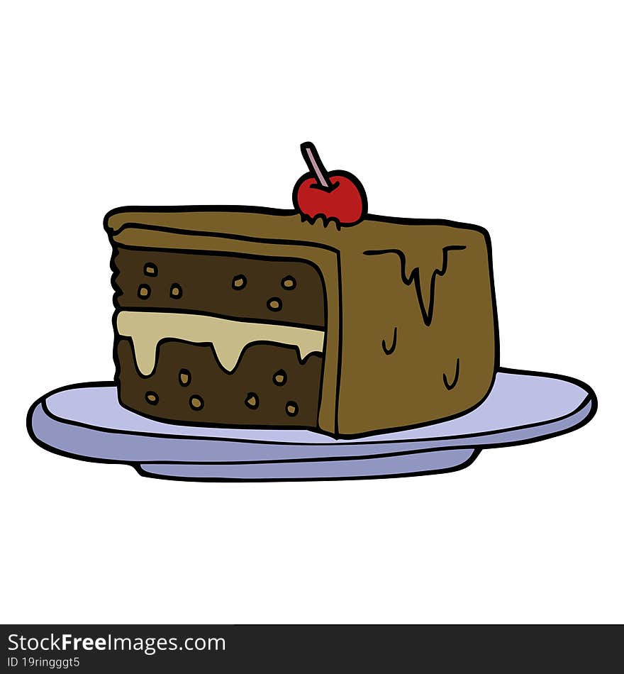 cartoon doodle slice of cake