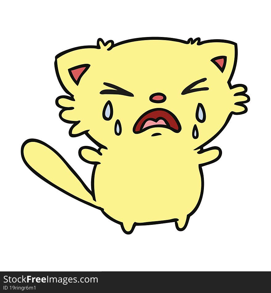 Cartoon Of Cute Kawaii Crying Cat