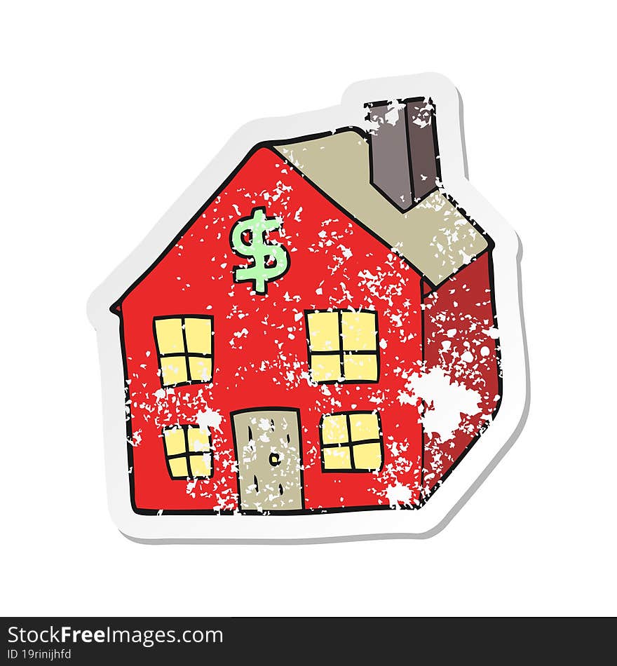 retro distressed sticker of a cartoon housing market