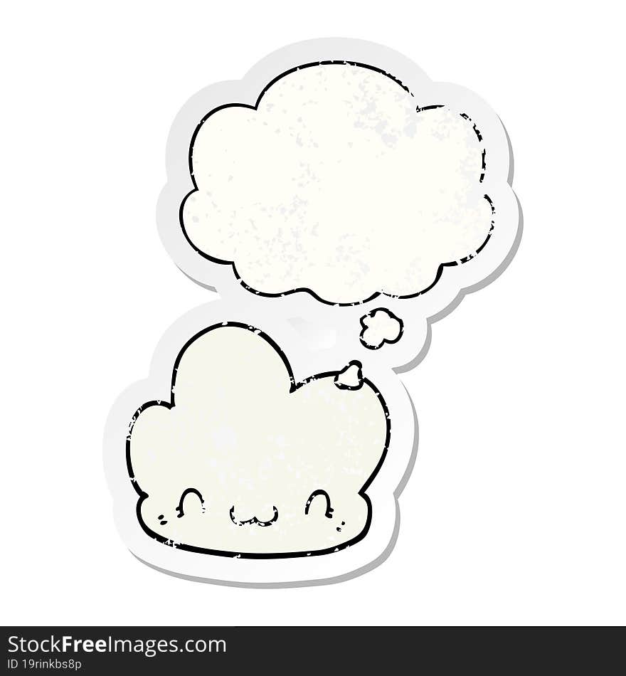 Cartoon Cloud And Thought Bubble As A Distressed Worn Sticker