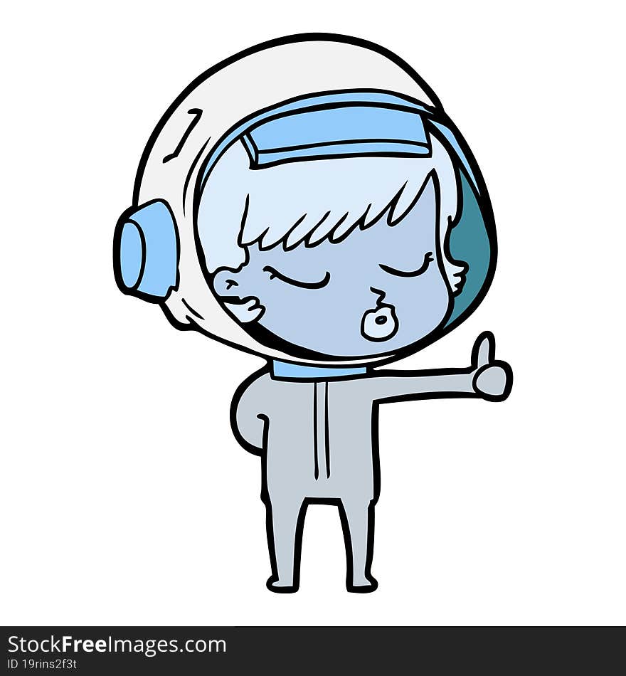 cartoon pretty astronaut girl giving thumbs up. cartoon pretty astronaut girl giving thumbs up