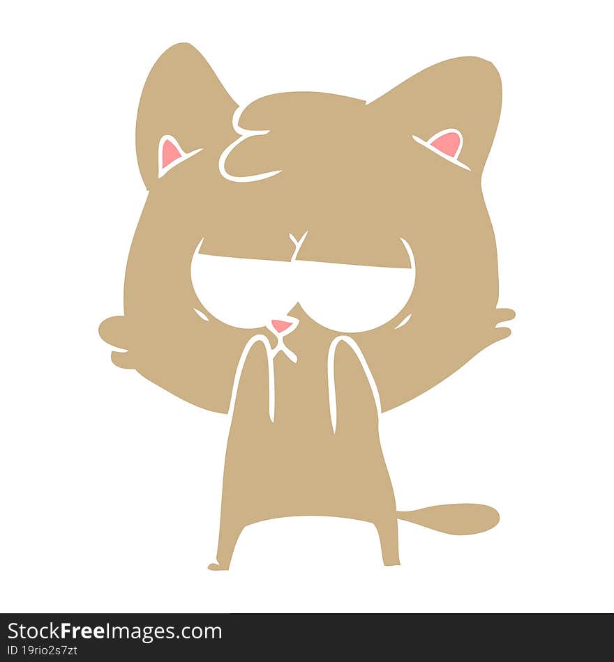 bored flat color style cartoon cat