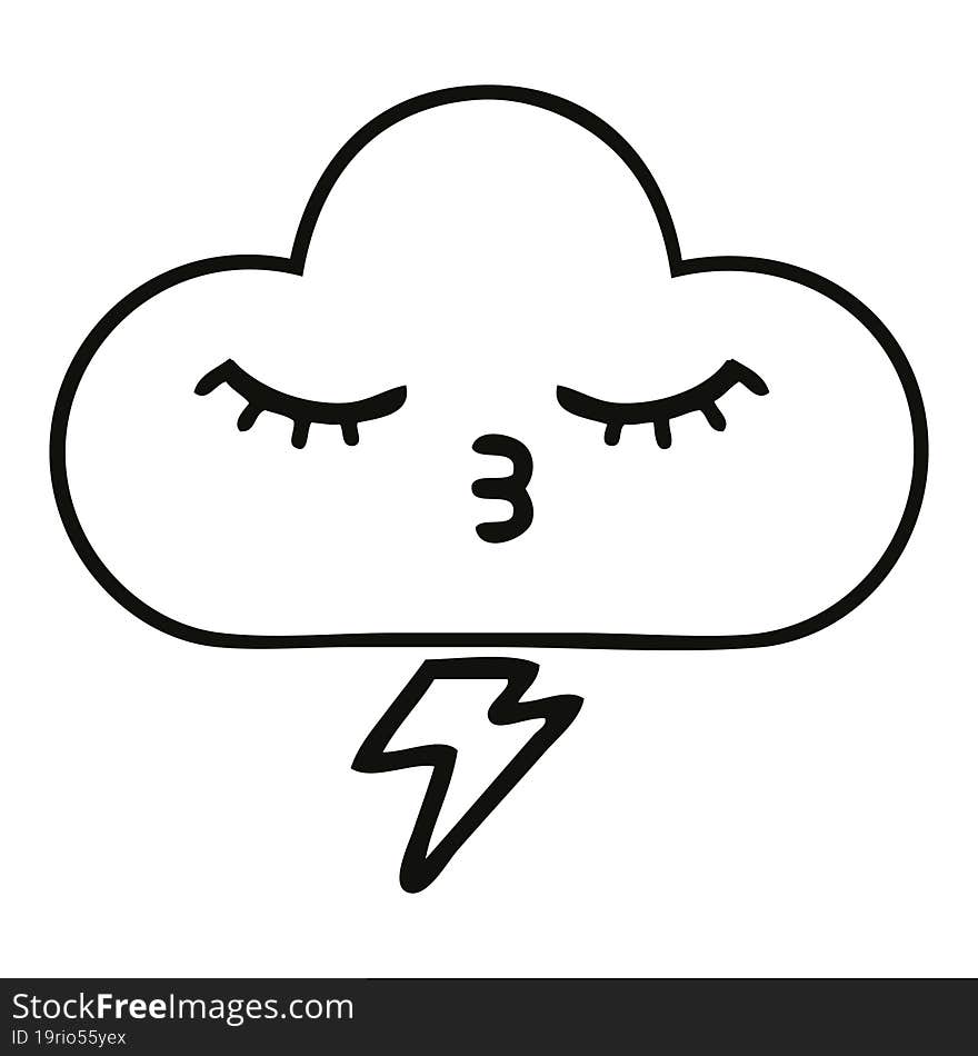 line drawing cartoon storm cloud