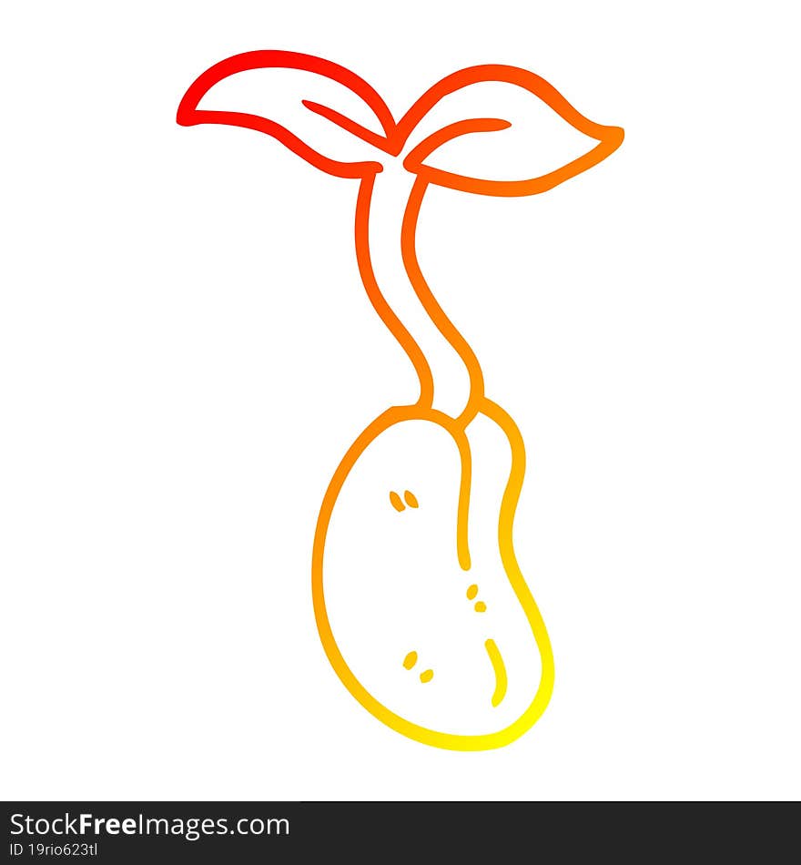 warm gradient line drawing cartoon seedling