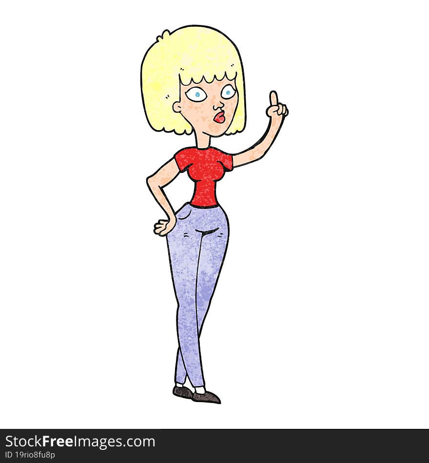 textured cartoon woman with idea