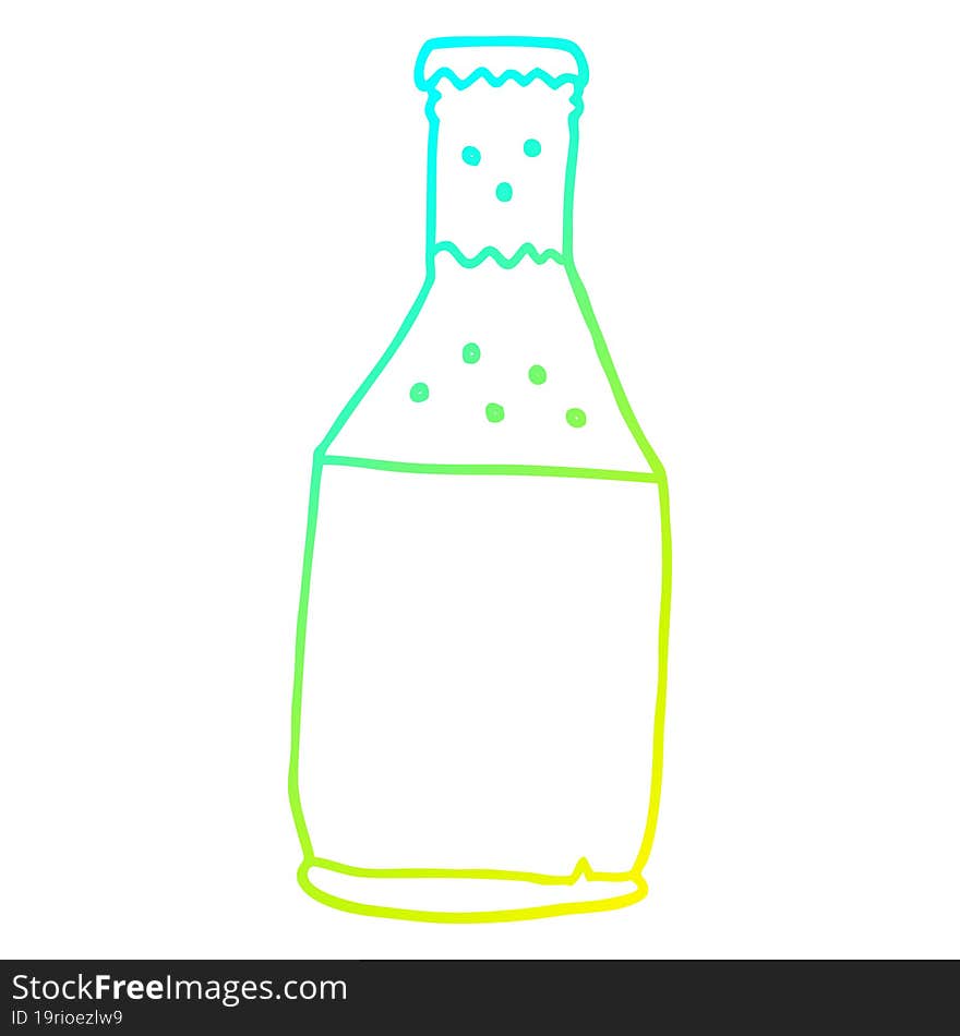 cold gradient line drawing of a cartoon beer bottle