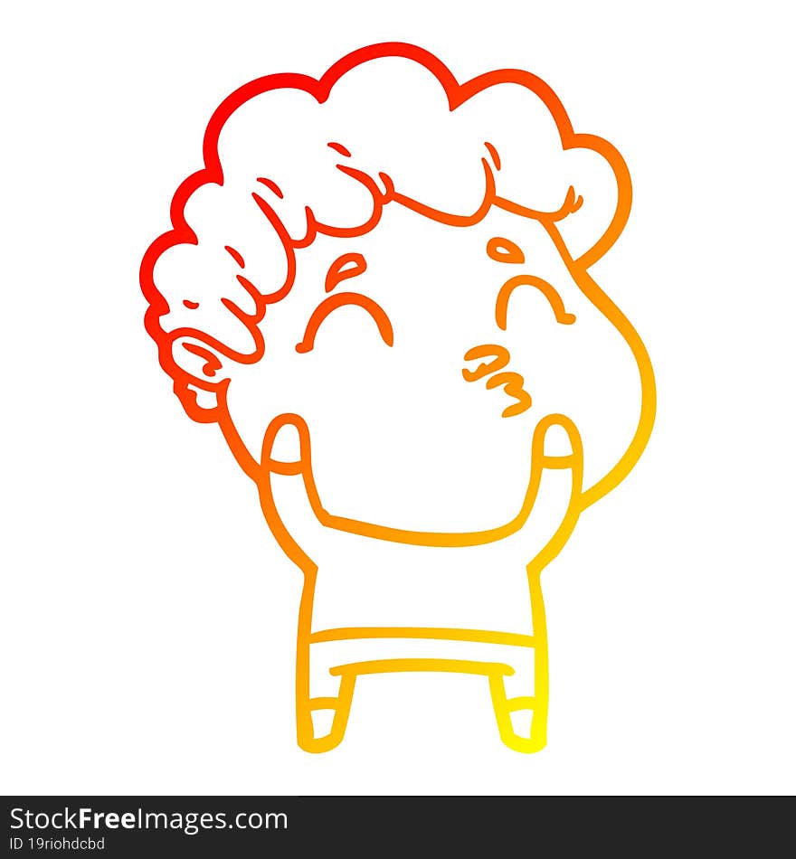 warm gradient line drawing cartoon man pouting