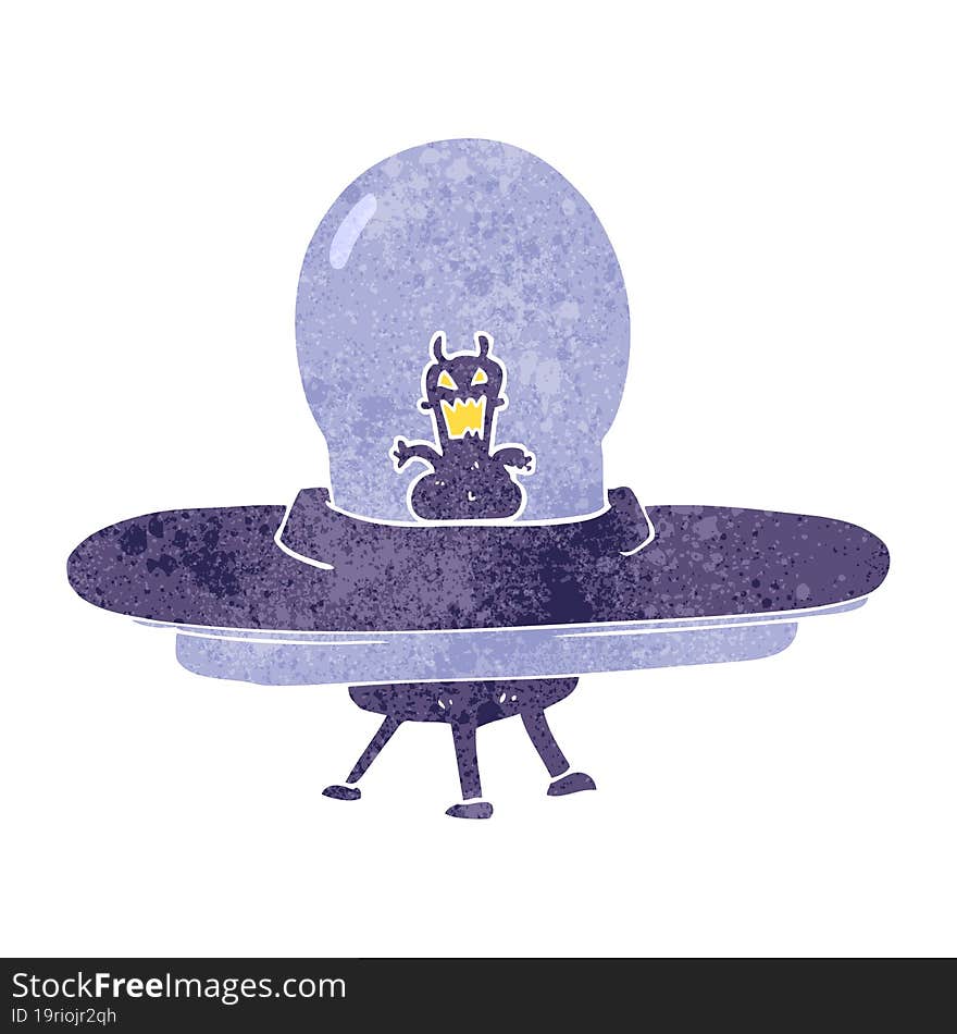 retro cartoon alien spaceship